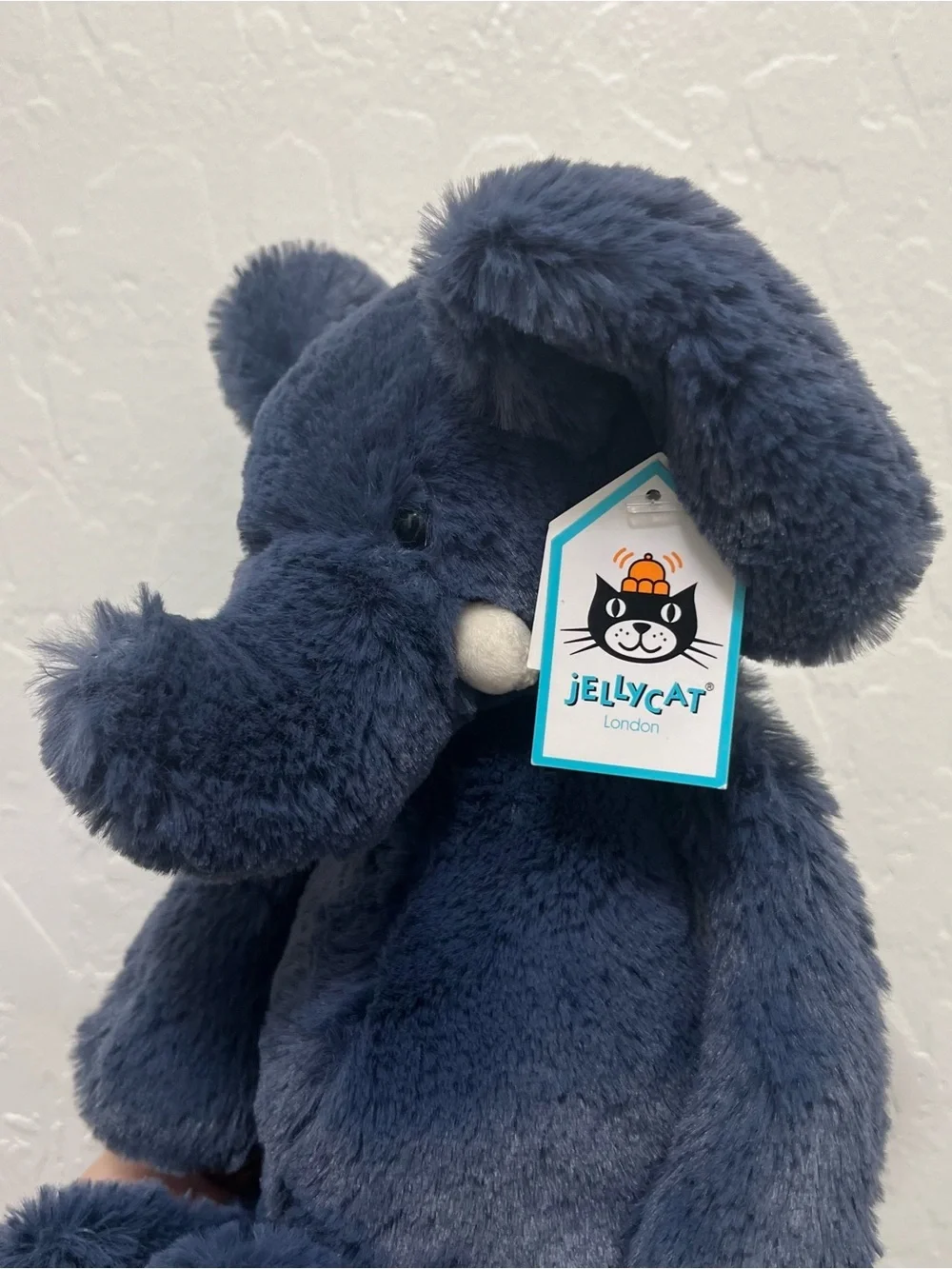 Jellycat London Medium Bashful Elephant Navy Blue Plush NWT